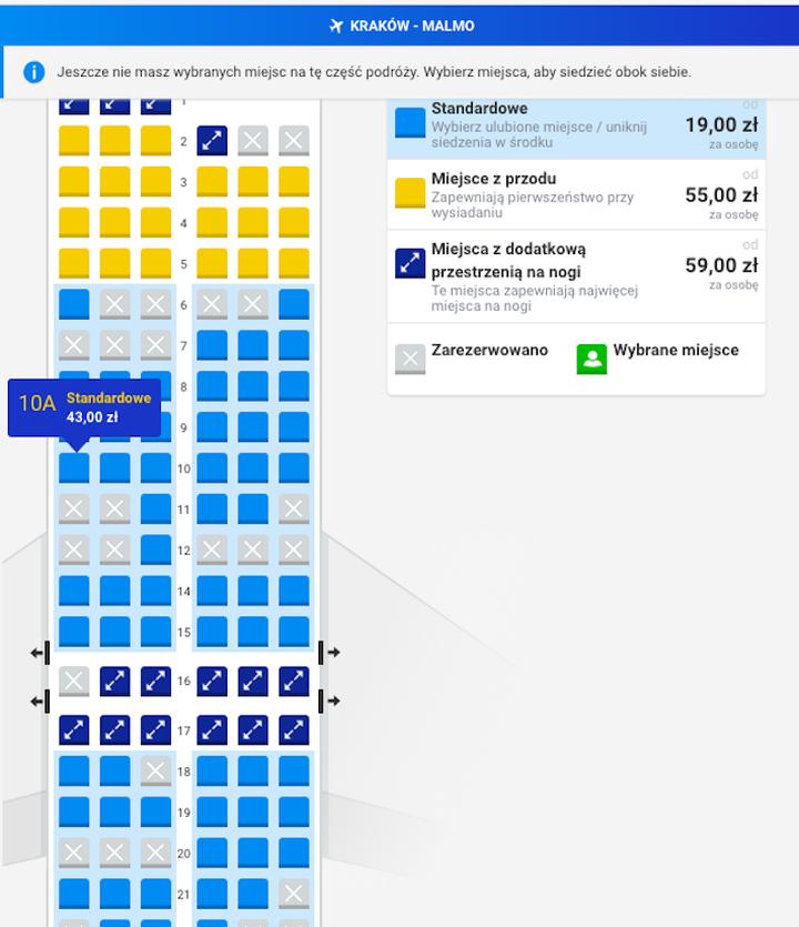 Rozkład miejsc Ryanair
