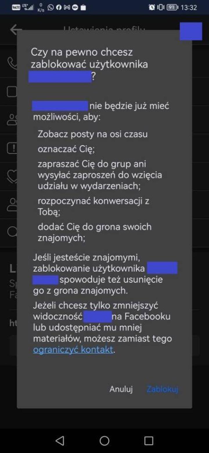 Blokowanie na Messengerze